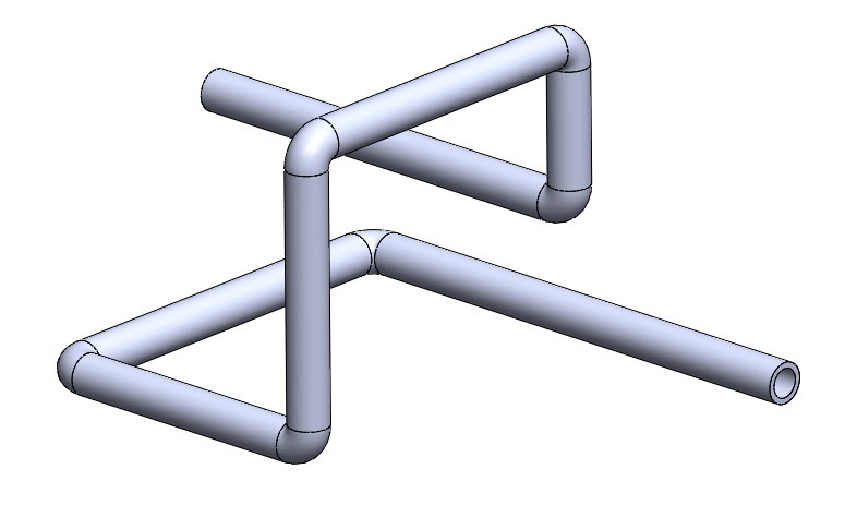 سازه پایپینگ طراحی شده در 3D Sketch نرم افزار Solidworks